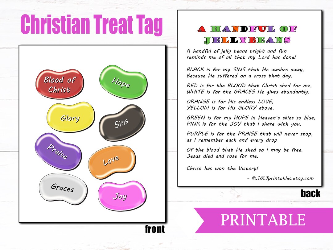 Jelly Bean Prayer Poem Christian & Catholic Kid Easter Treat Bag Tags ...