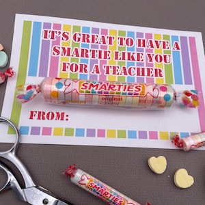 DIY Nauczyciel Prezent na Koniec Roku Nauczyciela, Wydrukuj MEGA Smartie Temat Karta dla Nauczyciela, Natychmiastowe Pobranie Cyfrowe, Karta Pożegnalna dla Nauczycieli