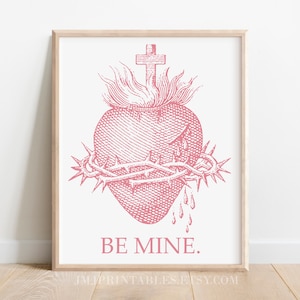 Cadeau catholique Saint-Valentin IMPRIMABLE Fête des Mères Sacré-Cœur de Jésus Impression d&#39;art catholique catholique TÉLÉCHARGEMENT Cadeau de shower de bébé Mariage
