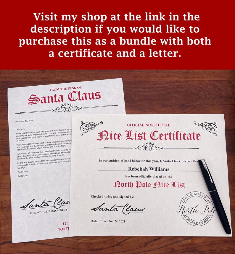 Official Nice List Certificate From the North Pole Printable - Etsy