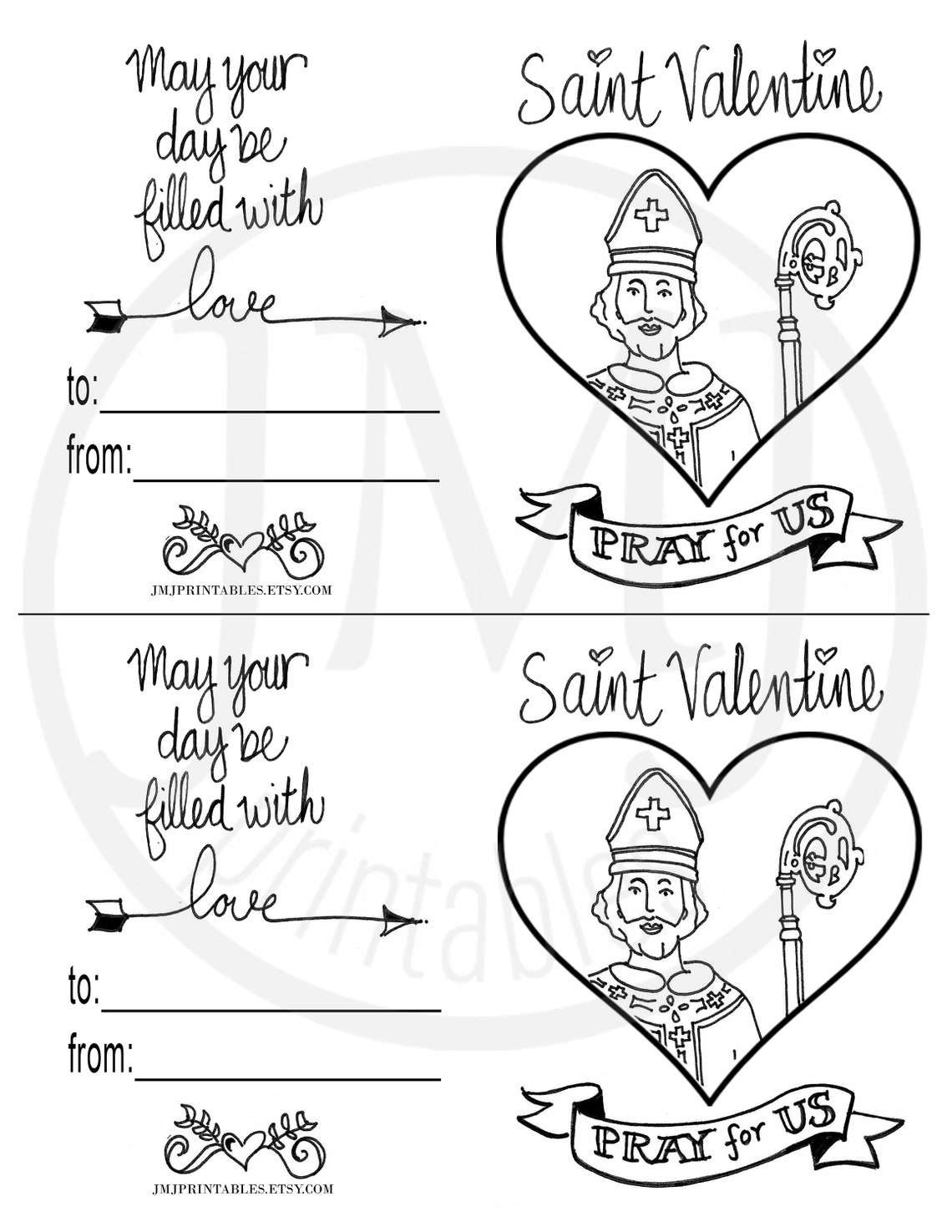 Printable Saint Valentine Card For Kids Kid Valentine s Etsy