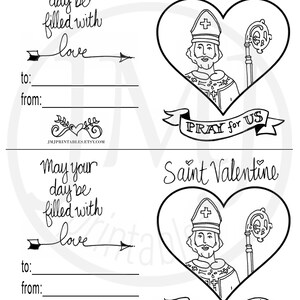 Printable Saint Valentine Card for Kids Catholic School Valentine's Day Card Coloring Page Saint Valentine's Day Craft image 7