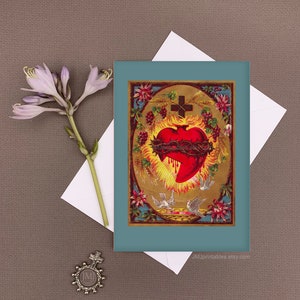 DRUCKBARE katholische Konfirmationskarte | Herz Jesu | Taufe, Valentinstag, Hochzeit | Vintage religiöse Kunst Druck @ HOME Digital Karte