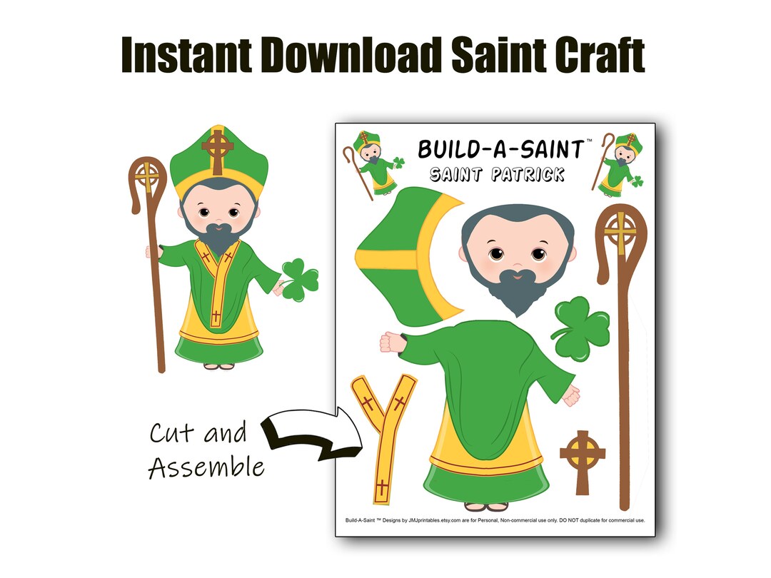 Saint Patrick Catholic Craft BUILD A SAINT Printable St. Patrick Kid ...