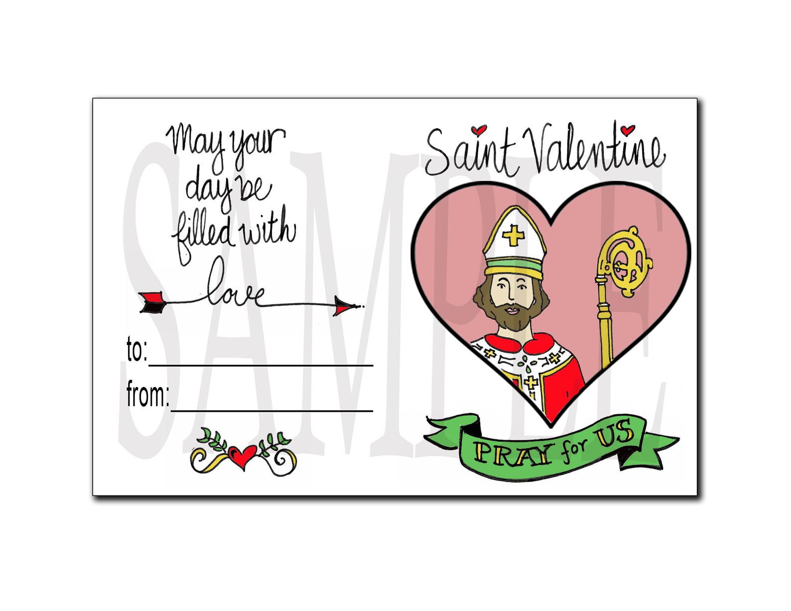 Printable Saint Valentine Card for Kids Kid Valentine's | Etsy