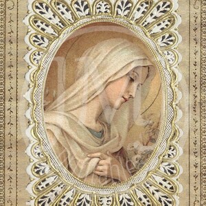 Our Lady Blessed Mother PRINTABLE Catholic Art Print, Blessed Virgin ...