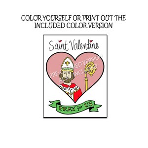 Printable Saint Valentine Card for Kids Catholic School Valentine's Day Card Coloring Page Saint Valentine's Day Craft image 5