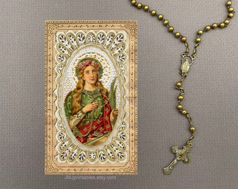 EXTENDED LICENSE for church and school use, Saint Philomena Holy Card PRINTABLE, Digital pdf Prayer Card, Catholic Patron Saint Holy Cards