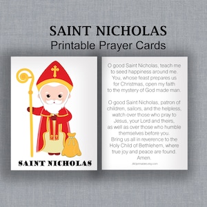 Saint Nicolas Holy Card PRINTABLE Kids Prayer Card St Nicholas Day Treat Catholic Party Favor CCD Téléchargement numérique instantané