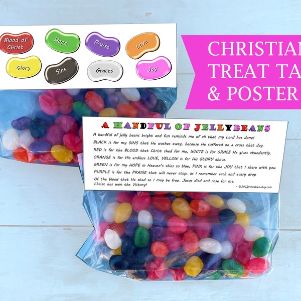 Jelly Bean Prayer Poem Treat Topper Tag Christian & Catholic Kid Easter PRINTABLE Jesus Easter Basket Stuffer Sunday School Easter Treat