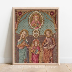 Katholische Kunst-Druck Heilige Familie DRUCKBAR Heilige Dreifaltigkeit Sofortiger digitaler Download katholische Dekor Hochzeitsgeschenk Familienaltar Jesus Maria Joseph