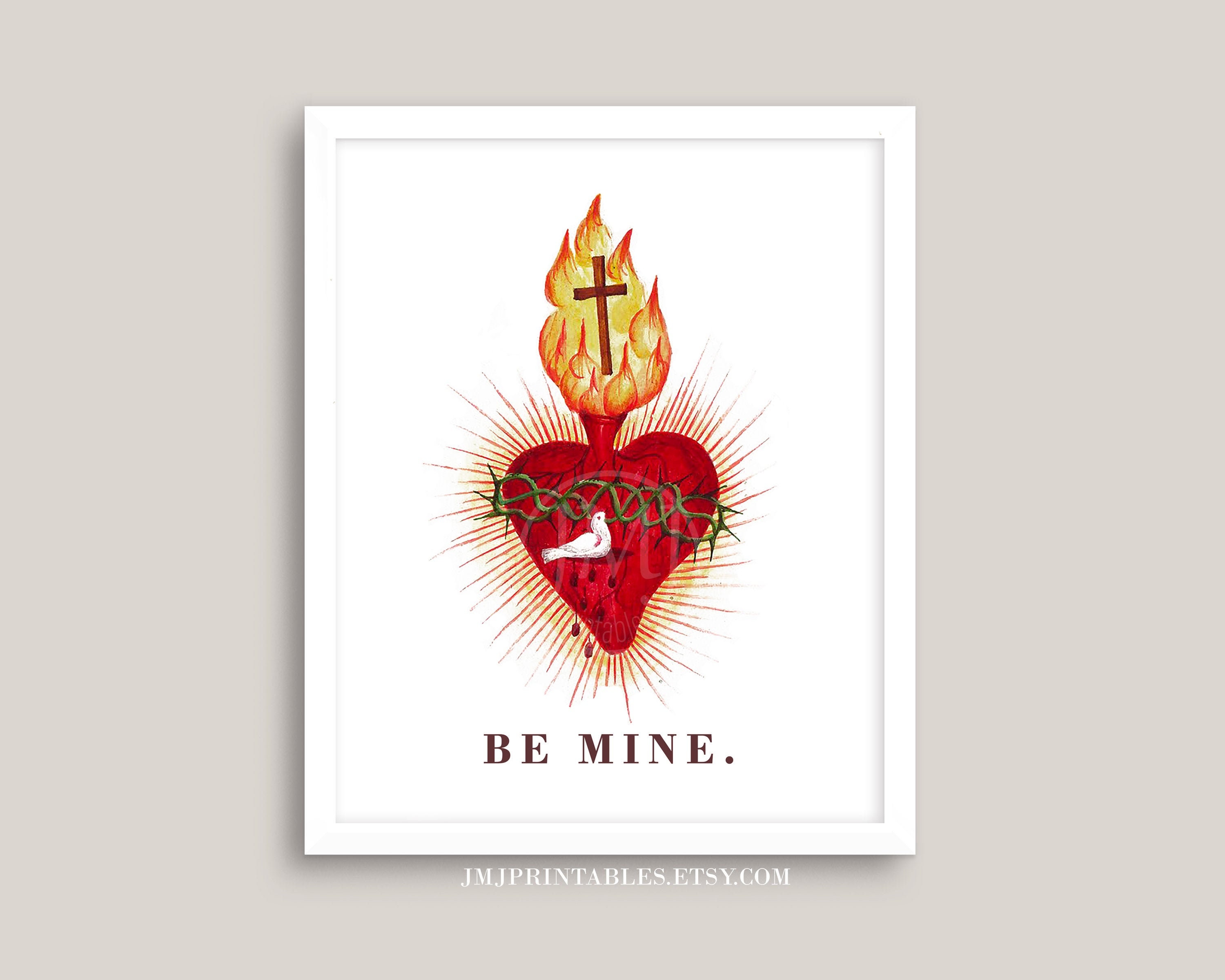 Sacred Heart of Jesus PRINTABLE Catholic Art Watercolor Print | Etsy