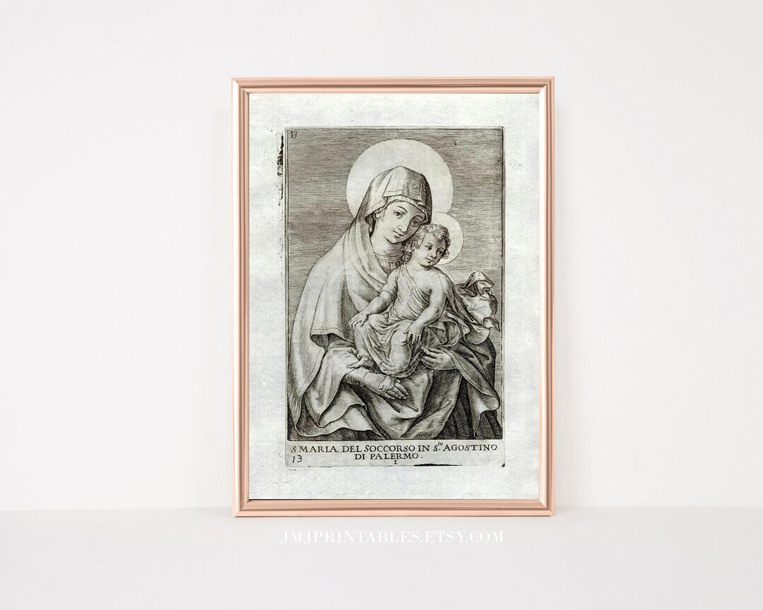 Madonna and Child Print, PRINTABLE Catholic Art Print, Blessed Mother ...