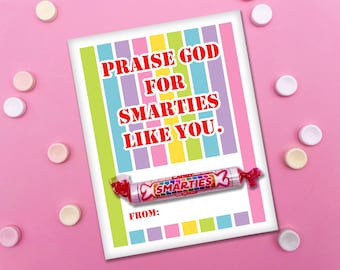 Christian School Kids Valentijnskaarten AFDRUKBARE Jesus Praise God Candy Classroom Valentine Party Favor, Instant Digitale Download Valentine