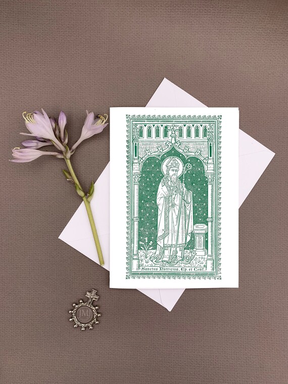 PRINTABLE Irish Catholic Saint Patrick's Day Greeting Card, Saint Patrick Illustration Card, St Patrick's Breastplate, Confirmation Card