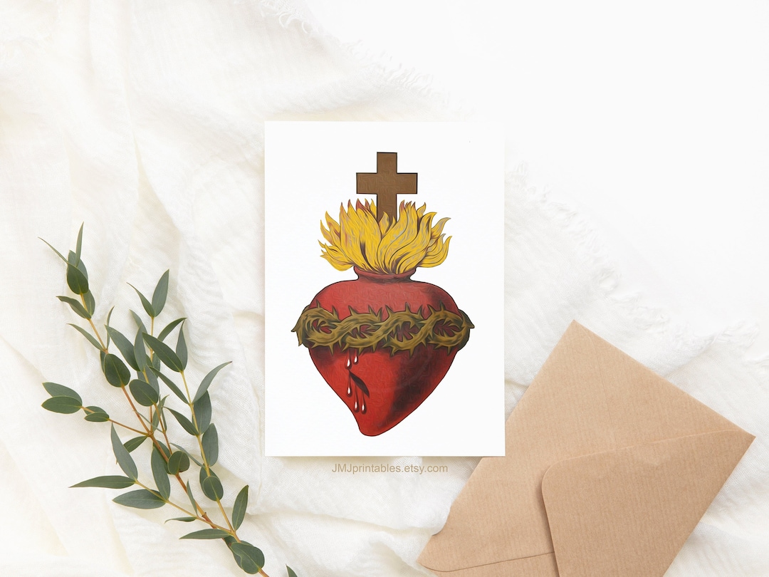 PRINTABLE Catholic Card Sacred Heart of Jesus Valentine Instant ...