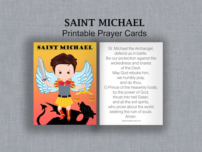 Saint Michael the Archangel Holy Card PRINTABLE Kids Prayer Card Feast ...