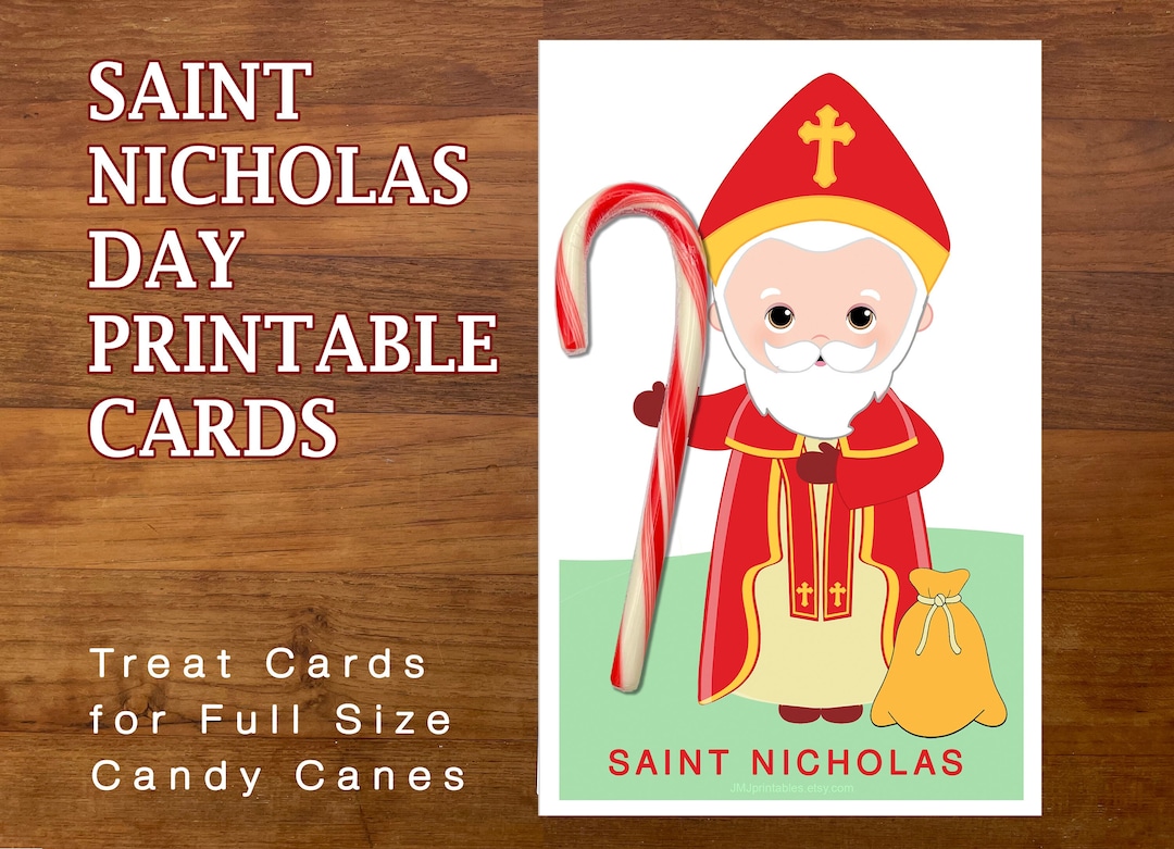 Saint Nicholas Day Card Kids Holy Card PRINTABLE Saint Nicholas Party