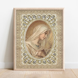 Our Lady Blessed Mother PRINTABLE Catholic Art Print, Blessed Virgin Mary Digital Download, DIY Catholic Mother&#39;s Day Gift or Confirmation
