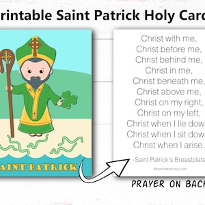 San Patrizio Santino STAMPABILE Carta di preghiera cattolica per bambini Giorno di San Patrizio Favore di partito CCD Sunday School Grade School Download istantaneo