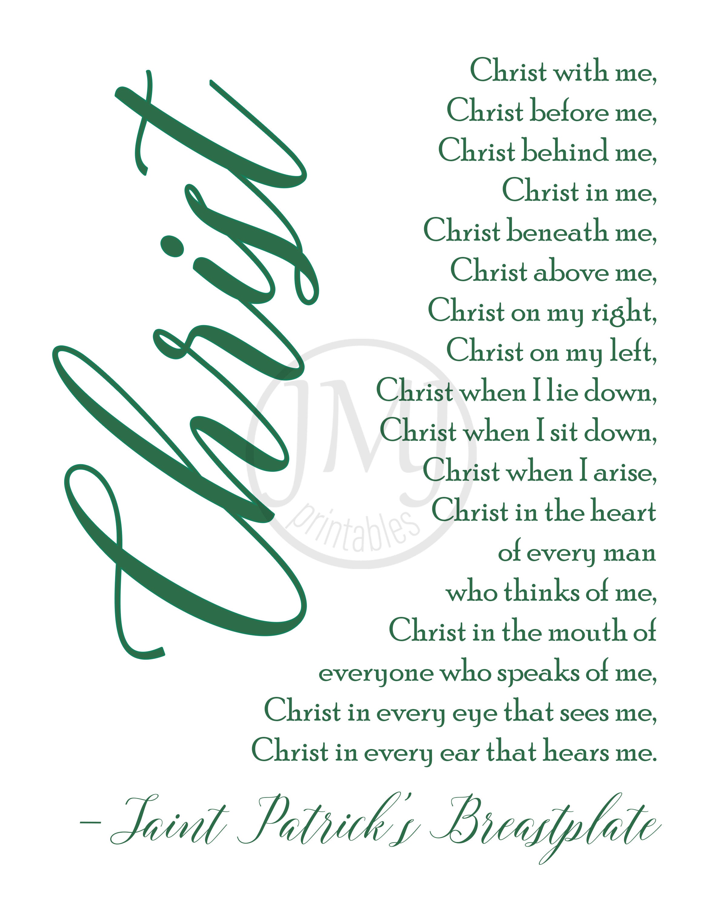 Saint Patrick Breastplate Prayer Print, PRINTABLE Catholic Art Print ...