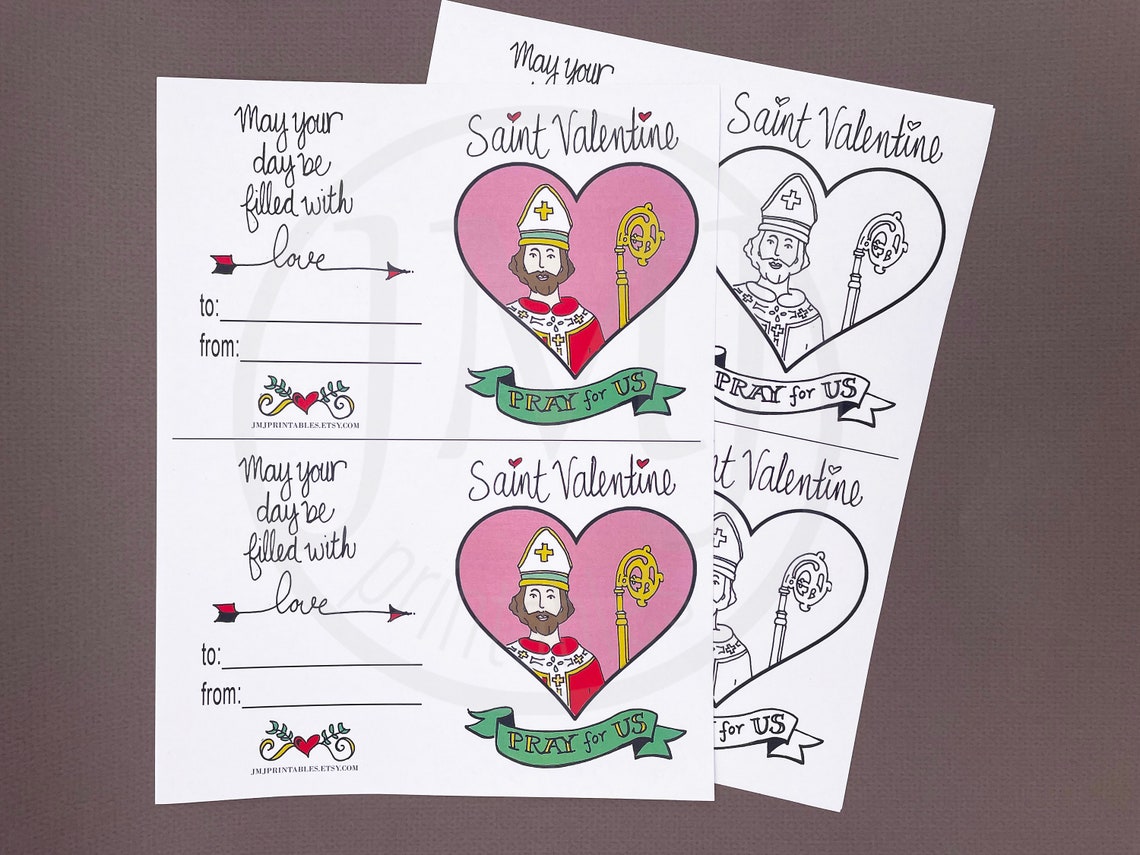 Printable Saint Valentine Card for Kids Kid Valentine's | Etsy