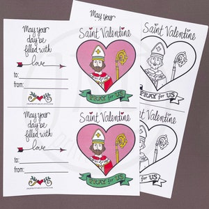 Printable Saint Valentine Card for Kids Catholic School Valentine's Day Card Coloring Page Saint Valentine's Day Craft image 3
