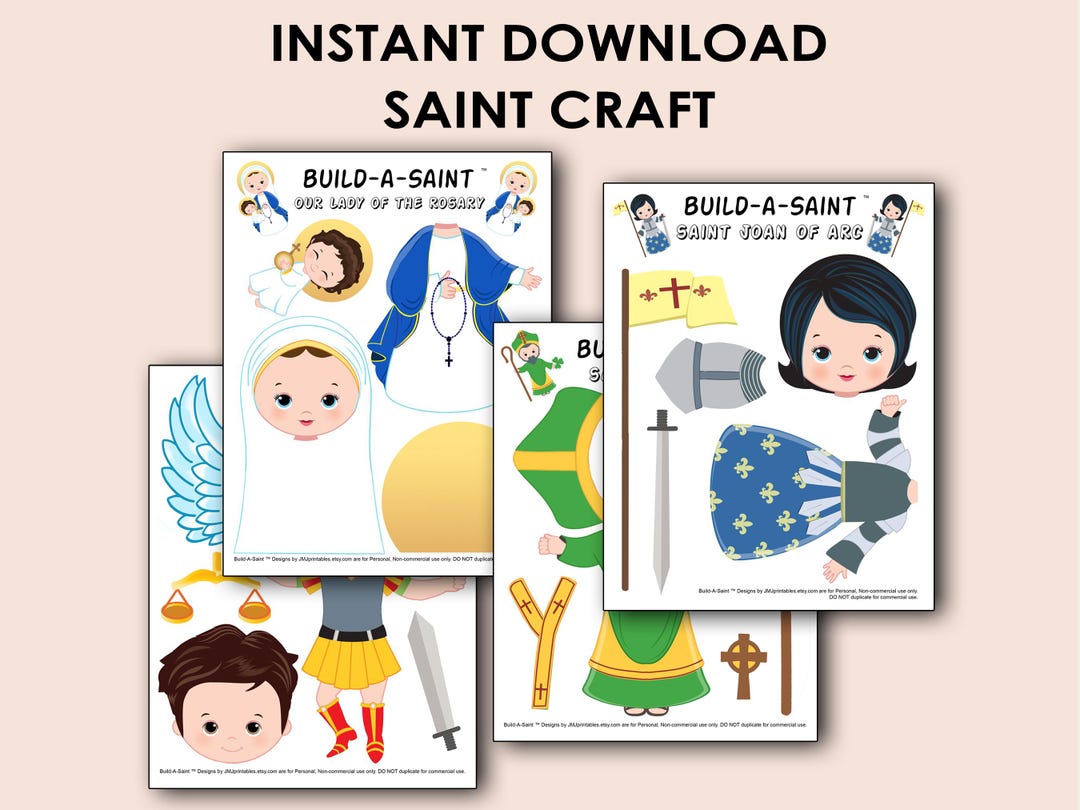 All Saints Day Craft Kit Bundle for Kids - Build A Saint Catholic Paper ...