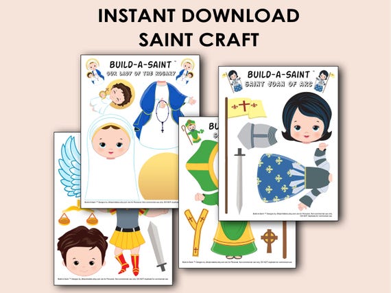 All Saints Day Craft Kit Bundle for Kids - Build A Saint Catholic Paper Dolls Activity Pack Printable Paper Doll Worksheet DOWNLOAD CCD