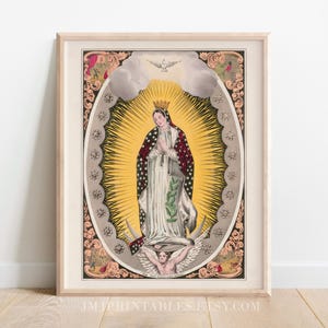 Our Lady of Guadalupe Vintage Print Catholic Art  Prints Blessed Mother PRINTABLE Virgin Mary Advent Novena Catholic Instant DOWNLOAD 8x10