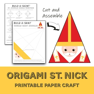Nikolaus Handwerk Katholische Origami St Nick Printable Papier Ornament Fest des Heiligen Nikolaus Aktivität Seite Katholischen Kind Advent Download