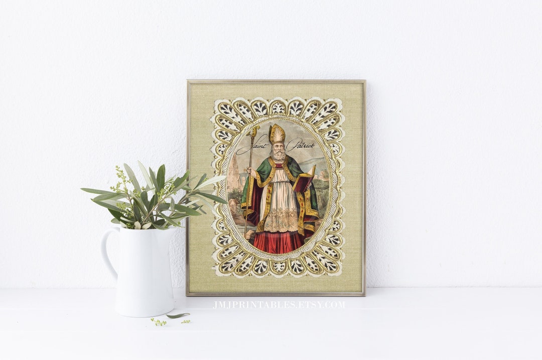 Saint Patrick Print | PRINTABLE Vintage Catholic Art Printable | 8X10 ...