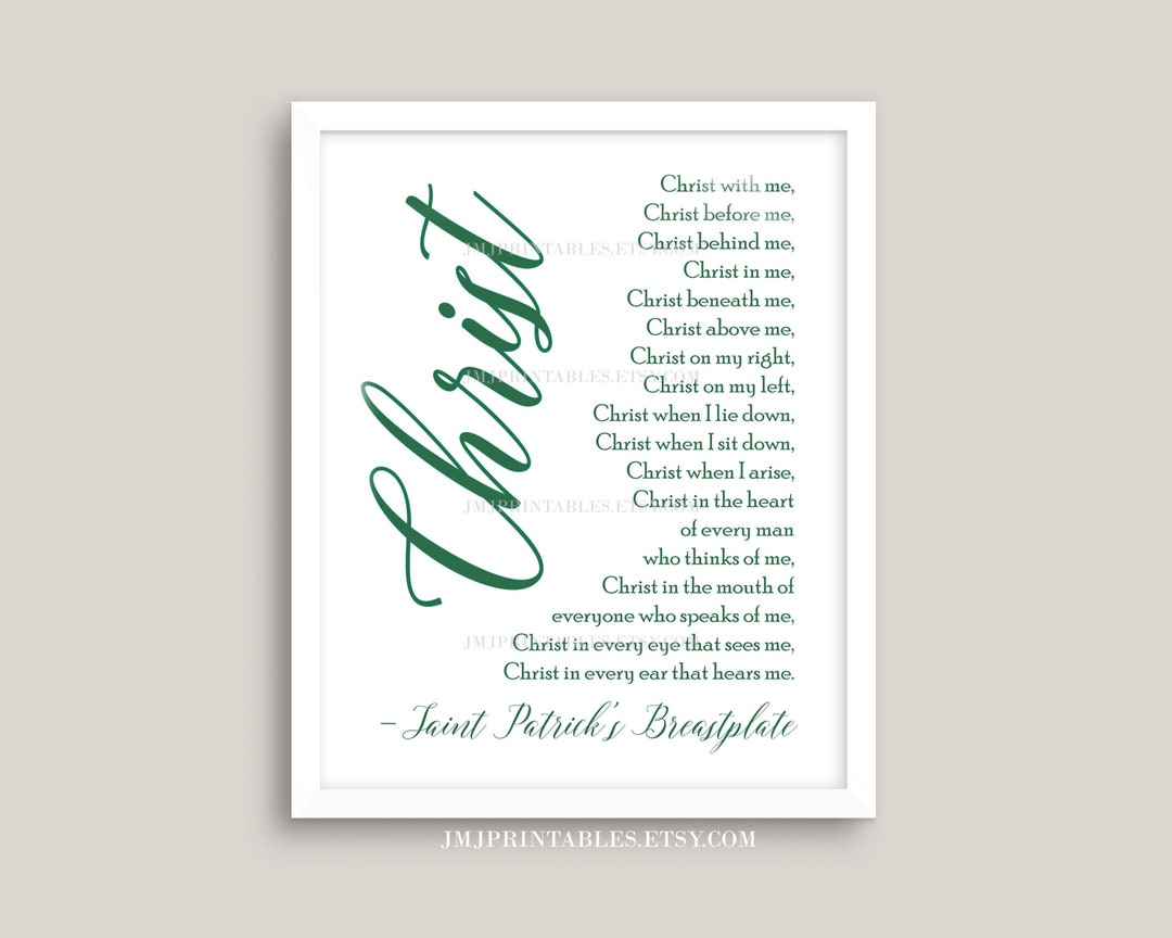 Saint Patrick Breastplate Prayer Print, PRINTABLE Catholic Art Print ...