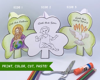 PRINTABLE Saint Patrick’s Day Catholic Craft for Kids St. Patrick Coloring Page Holy Trinity Lesson Sunday School RCIA Kid Lent Activity