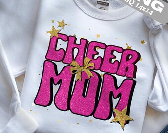 Mãe de torcida rosa com glitter PNG: Clipart de torcida coquete (download digital)