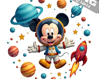 Astronaut Mickey Mouse PNG: Galaxy Space Clipart (Digital Download 14x14 inches