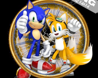 Sonic Tails HEDGEHOG Png, erizo azul amarillo cumpleaños niña niño PNG decoración para tarta, Sonic Tails fiesta alta calidad tema sublimación