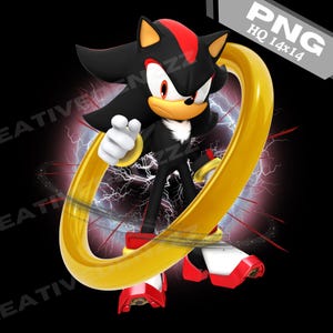 Sonic Shadow Hedgehog PNG: Birthday Party Cake Topper (Digital Download 14x14 inches)