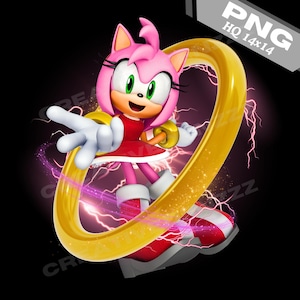 Amy Rose Sonic Hedgehog PNG: Cake Topper, Party Decoration (Digital Download 14x14 inches)
