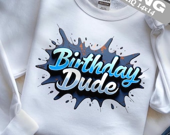 Cara de Aniversário PNG: Clipart de Grafite Azul para Design de Camiseta (Download Digital 14x14 polegadas)