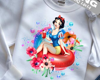 Branca de Neve Clipart PNG: Design Floral de Princesa de Praia (Download Digital 14x14 polegadas)