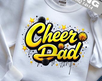 Cheer Dad PNG: Clipart Preto e Amarelo para Sublimação (Download Digital)