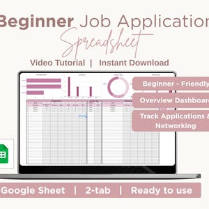 Sollicitatietracker Google Spreadsheets | Vacatureplanner en interviewtracker | Vacaturelogboek, netwerklogboek, eenvoudig dashboardsjabloon