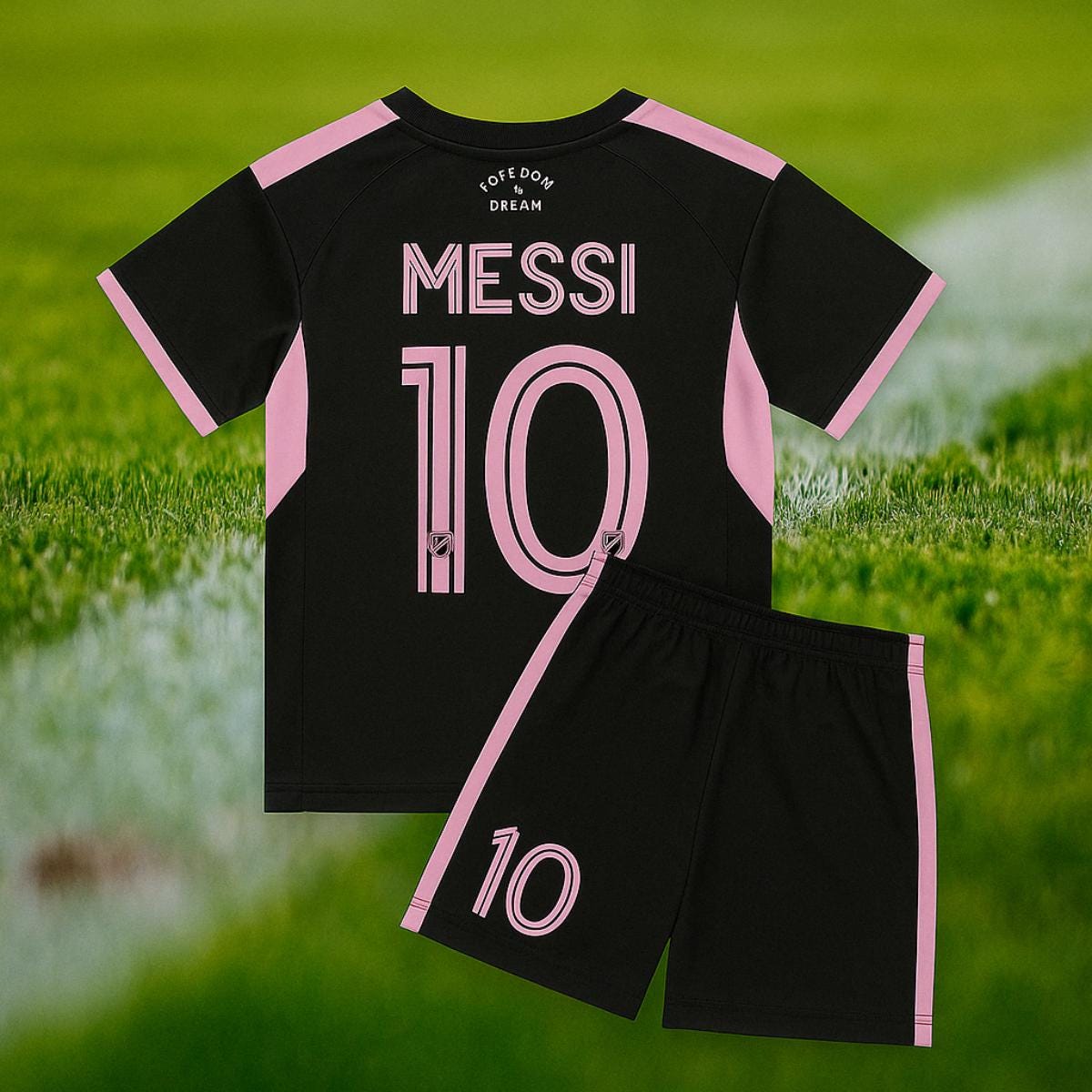 Zwart Los Angeles-voetbalshirt voor kinderen Messi | 22-23 Beperkte speciale editie | Jerseyshort | Voetbaltenue jeugdmaten