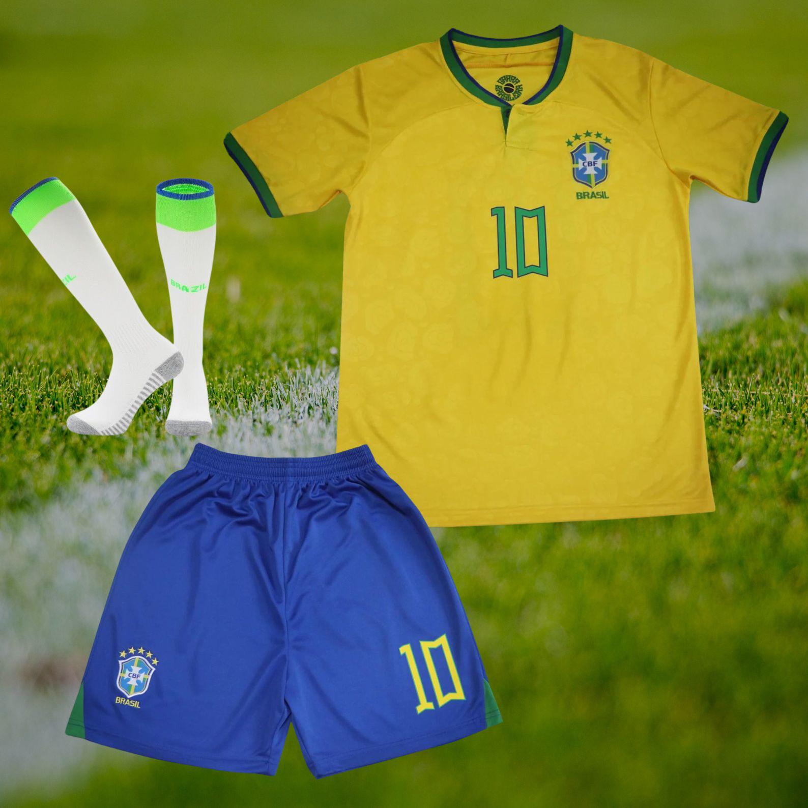 Pele Brasil Kids Soccer Jersey Kit 22 Home Edition Jersey Shorts Socks Football Uniform Youth Sizes Gift for Kids Nephew Grandkids Etsy