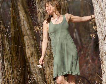 Hemp Ruffled Larkspur Dress - Women's Organic Clothing - Hemp Sundress