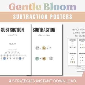 Subtraction Strategy posters | Bridge to 10, Count Back & Fact Families | Primary Math Classroom Tool