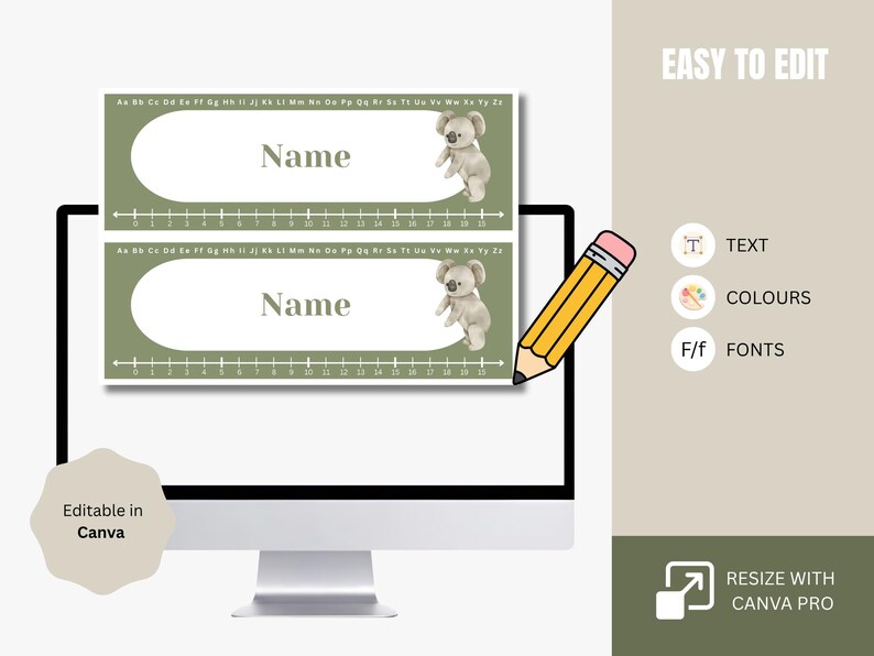Desk Name Plates | Editable Canva Template | Neutral Boho Classroom ...
