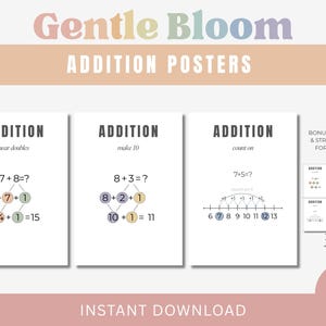 Poster con strategie di addizione / Schede riassuntive per il calcolo mentale, creane 10 (PDF stampabile PNG)