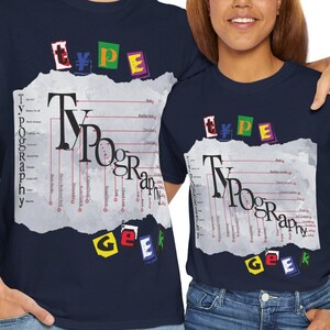 Camiseta tipográfica Type Geek, unissex, de algodão pesado - ótimo presente para designers gráficos, anatomia de letras, camiseta de designer gráfico Font Geek